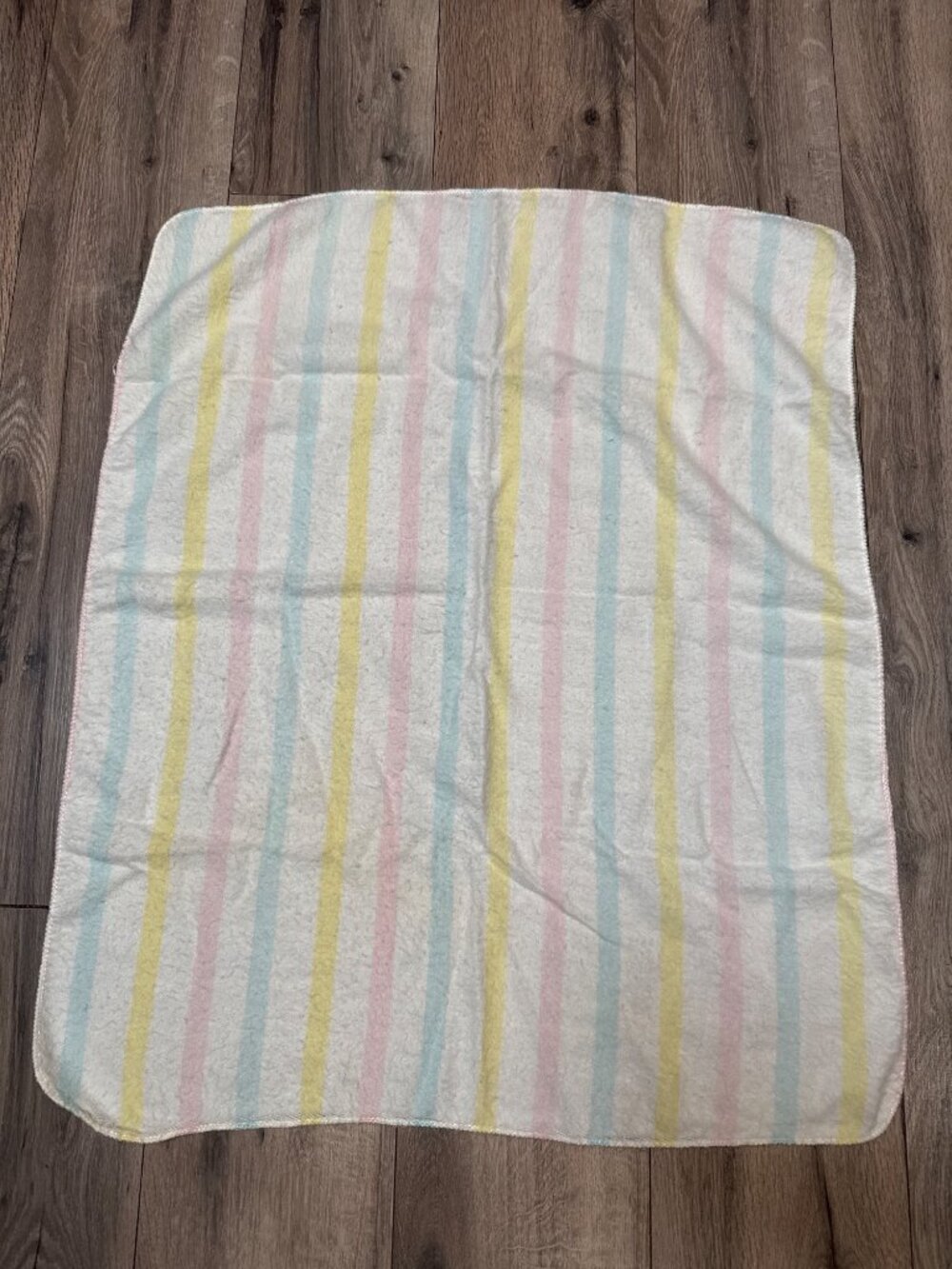 Vintage Striped Pastel Baby Blanket 30"x30" Soft Cotton Blend Multicolor